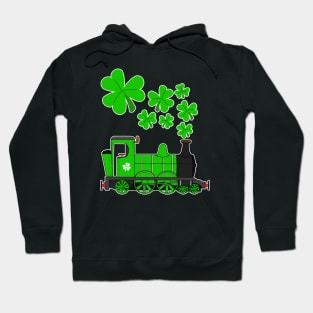 St Patricks Day Train Steam Engine Shamrocks Hoodie